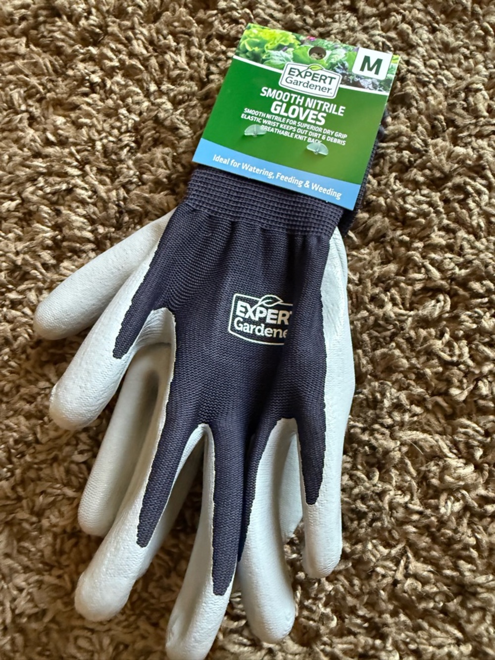Expert Gardener Smooth Nitrile Gardening Gloves - Black & Light Gray